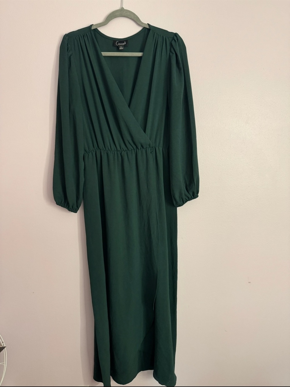 connected apparel Deep Green Long Sleeve Wrap Maxi Dress